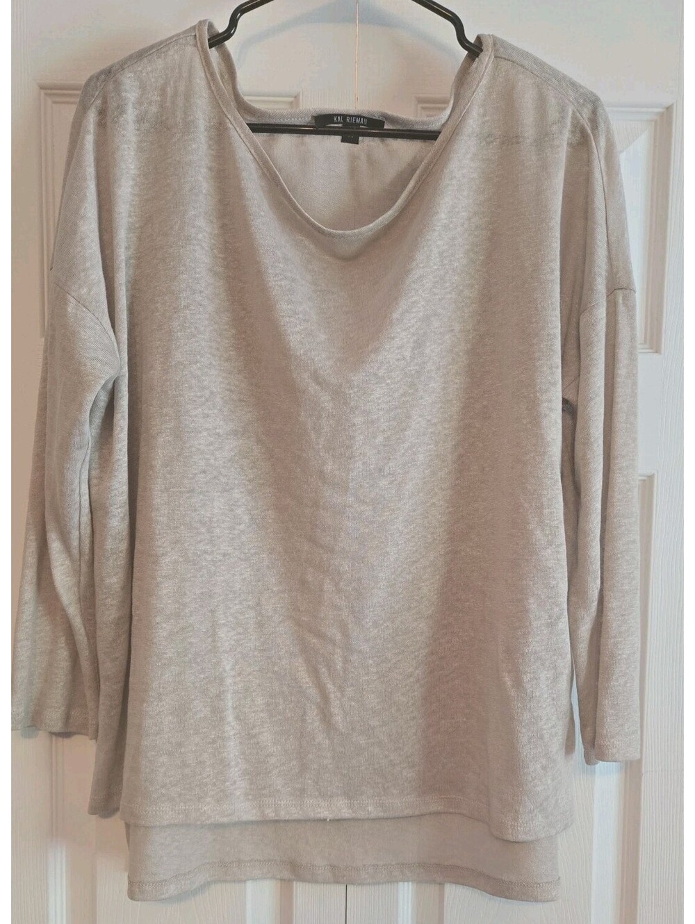 Kal Rieman 100% Linen Beiege Top Casual Sz M Boxy